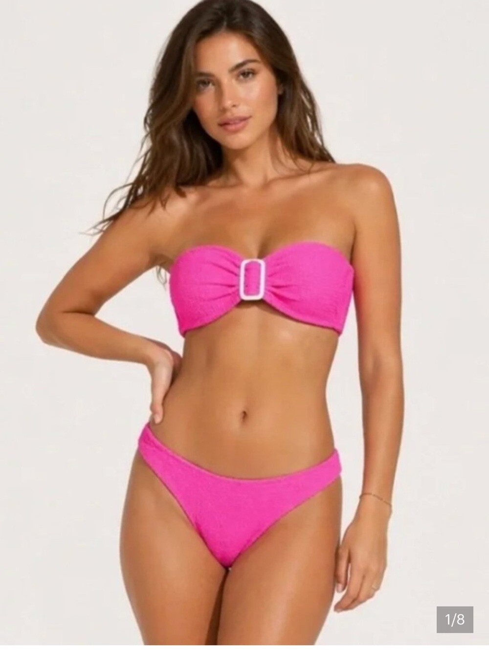 New! Milly Margot textured chevron bandeau bikini set - Picture 2 of 5